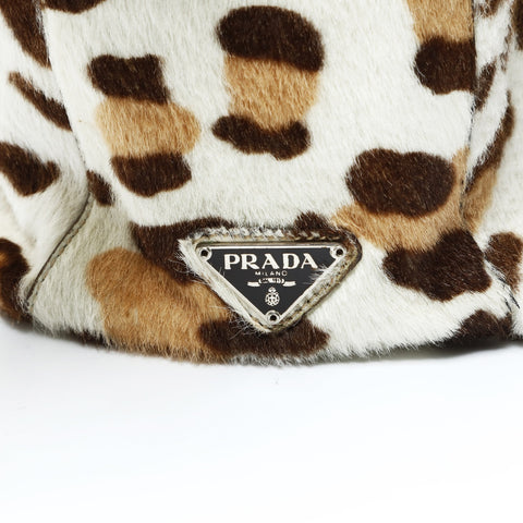 PRADA Harako Leopard Chain Shoulder Bag Brown WS25483