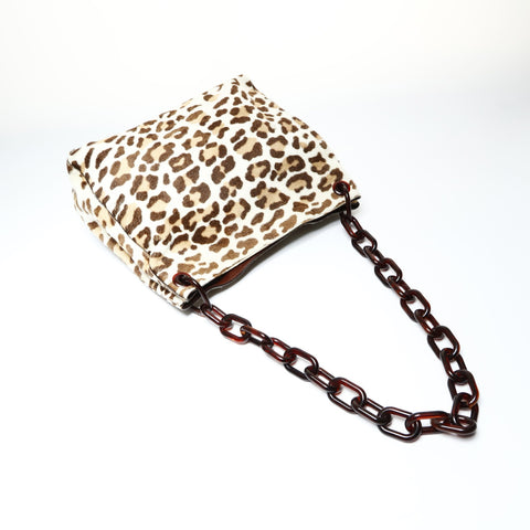 PRADA Harako Leopard Chain Shoulder Bag Brown WS25483