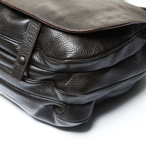 PRADA Leather flap Shoulder Bag Brown WS25484