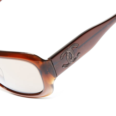 CHANEL Logo COCO Mark sunglasses Brown WS25498