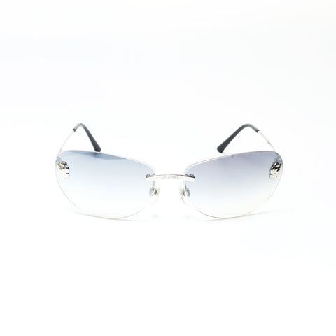 CHANEL Camellia Rimless Gradient Lenses sunglasses gray WS25500