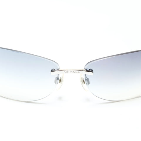 CHANEL Camellia Rimless Gradient Lenses sunglasses gray WS25500