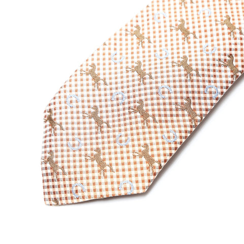 HERMES Horse Print Silk Tie tie Orange WS25509