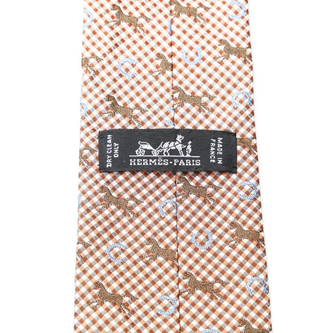 HERMES Horse Print Silk Tie tie Orange WS25509