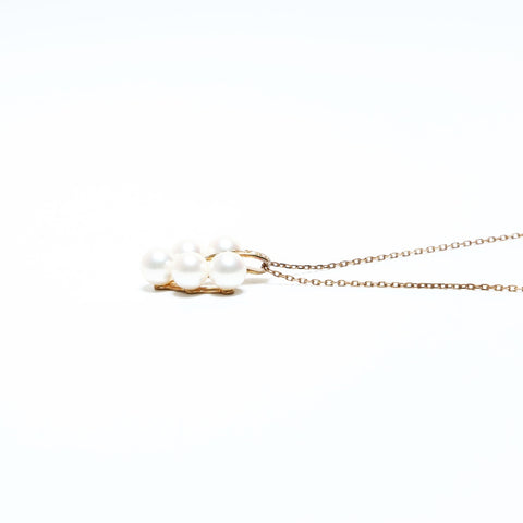 MIKIMOTO K18YG Pearl around 6-0.3" Diamond Necklace gold WS25515