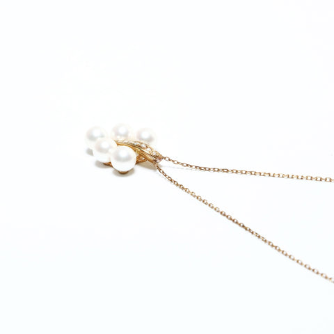 MIKIMOTO K18YG Pearl around 6-0.3" Diamond Necklace gold WS25515