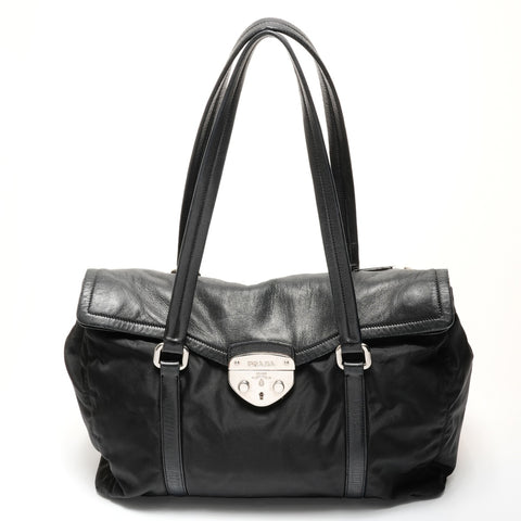 PRADA 尼龙皮革摇滚单肩包黑色 WS25518