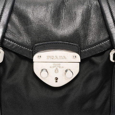 PRADA Nylon Leather Rock Shoulder Bag black WS25518