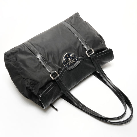 PRADA Nylon Leather Rock Shoulder Bag black WS25518