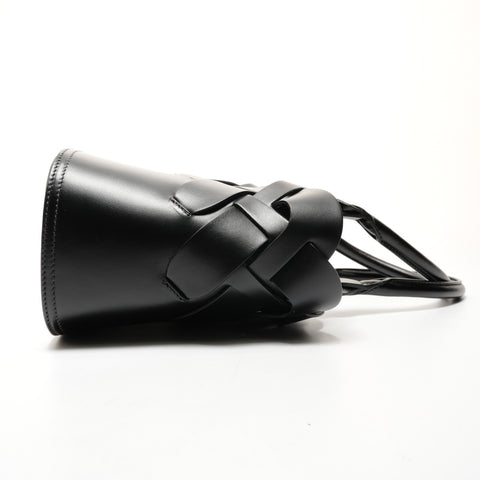 PRADA vitello intreccio INTRECCIATO braided leather Handbag black WS25519