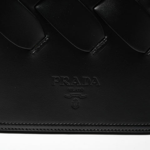 PRADA vitello intreccio INTRECCIATO braided leather Handbag black WS25519