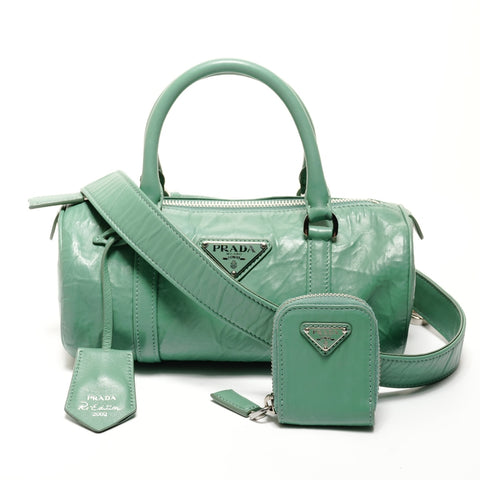 PRADA Nappa Vintage Mini Boston Bag, 2-way, Leather Shoulder Bag green WS25521