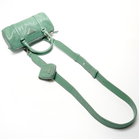 PRADA Nappa Vintage Mini Boston Bag, 2-way, Leather Shoulder Bag green WS25521