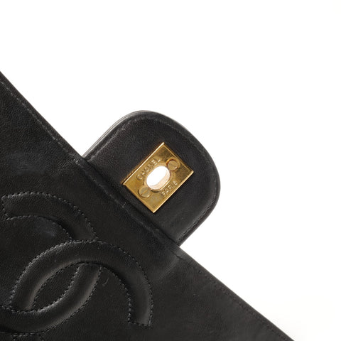 CHANEL No. 2 1991-1994 Parent-Child Bag, Parent Only, Lambskin Matelasse Top Handle Handbag black WS25522