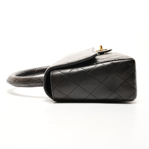 CHANEL No. 2 1991-1994 Parent-Child Bag, Parent Only, Lambskin Matelasse Top Handle Handbag black WS25522