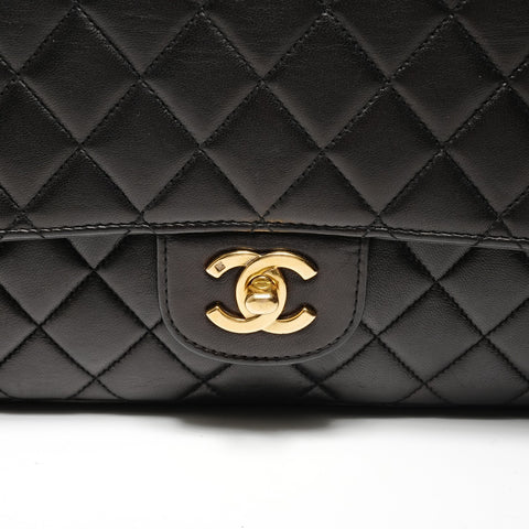 CHANEL No. 2 1991-1994 Parent-Child Bag, Parent Only, Lambskin Matelasse Top Handle Handbag black WS25522