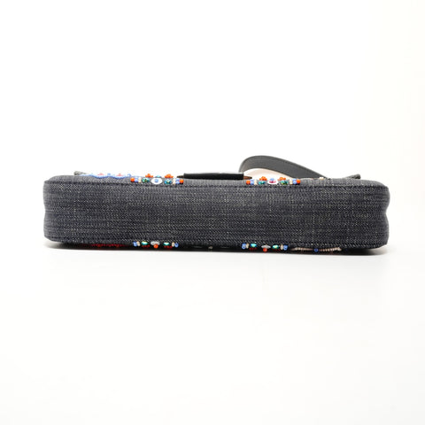 FENDI Mamma Bucket Bijou Denim Beads Shoulder Bag blue WS25523