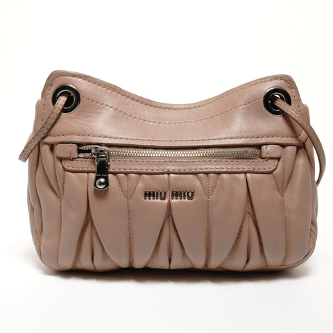 Miu Miu Leather Matelasse Chain Lock Shoulder Bag pink WS25524