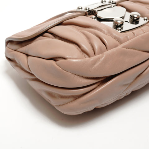Miu Miu Leather Matelasse Chain Lock Shoulder Bag pink WS25524