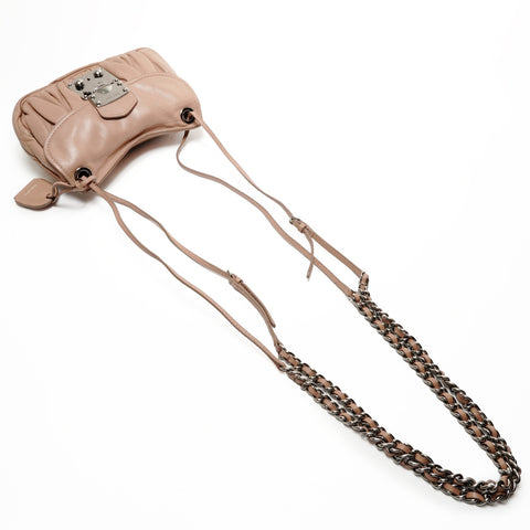 Miu Miu Leather Matelasse Chain Lock Shoulder Bag pink WS25524