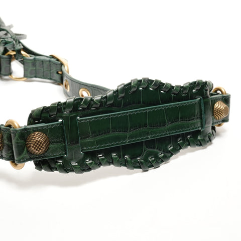 BALENCIAGA Embossed Leather Le Cagoule XS Jumbo Shoulder Bag green WS25525