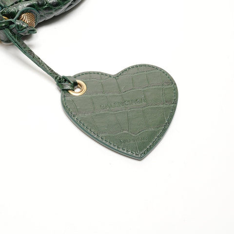 BALENCIAGA Embossed Leather Le Cagoule XS Jumbo Shoulder Bag green WS25525