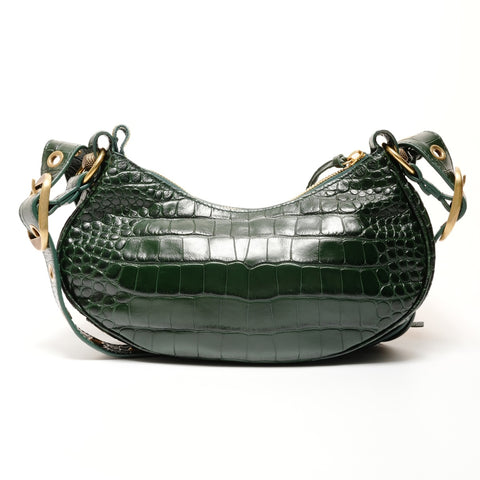 BALENCIAGA Embossed Leather Le Cagoule XS Jumbo Shoulder Bag green WS25525