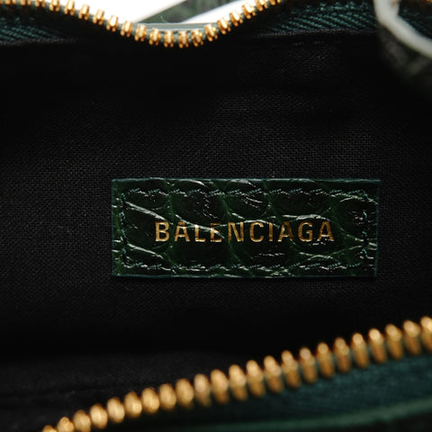 BALENCIAGA Embossed Leather Le Cagoule XS Jumbo Shoulder Bag green WS25525