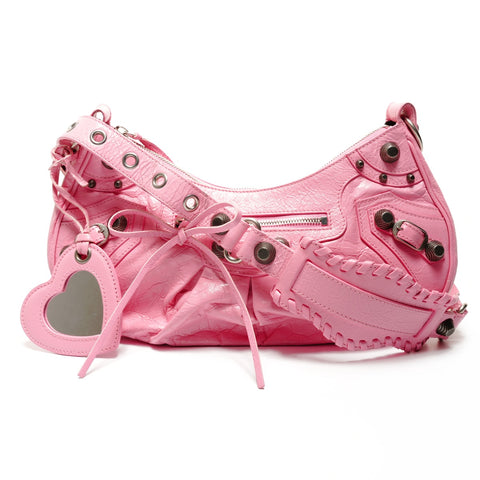 BALENCIAGA Le Cagole S Giant Leather Shoulder Bag pink WS25527