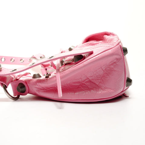 BALENCIAGA Le Cagole S Giant Leather Shoulder Bag pink WS25527