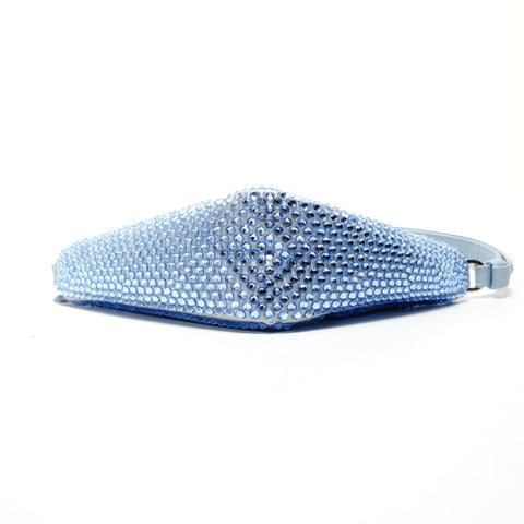 PRADA Strass Satin Kristall Dreieck 2way Umhängetasche blau WS25529