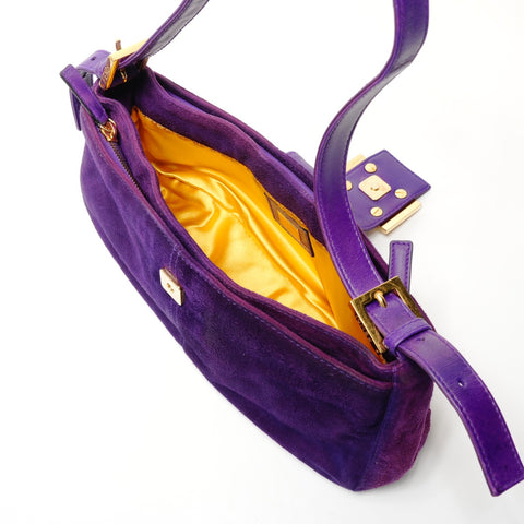FENDI Suede one belt Shoulder Bag purple WS25530