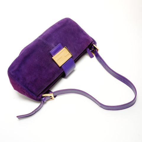 FENDI Suede one belt Shoulder Bag purple WS25530