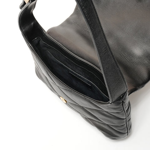 YVES SAINT LAURENT LE 57 Padded Lambskin Hobo Shoulder Bag black WS25531