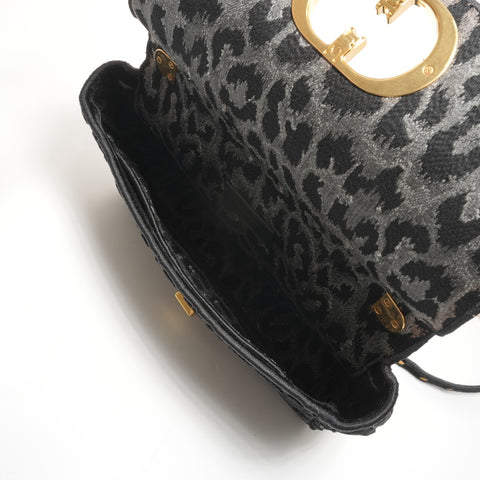 Christian Dior Dior Karo Leopard Chain Shoulder Bag black WS25538
