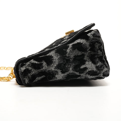 Christian Dior Dior Karo Leopard Chain Shoulder Bag black WS25538