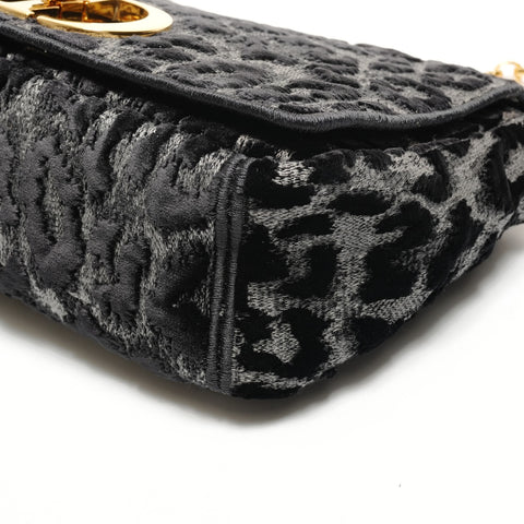 Christian Dior Dior Karo Leopard Chain Shoulder Bag black WS25538
