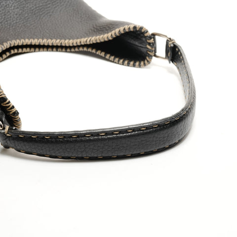 FENDI Selleria Leather One Belt Hobo Shoulder Bag black WS25541