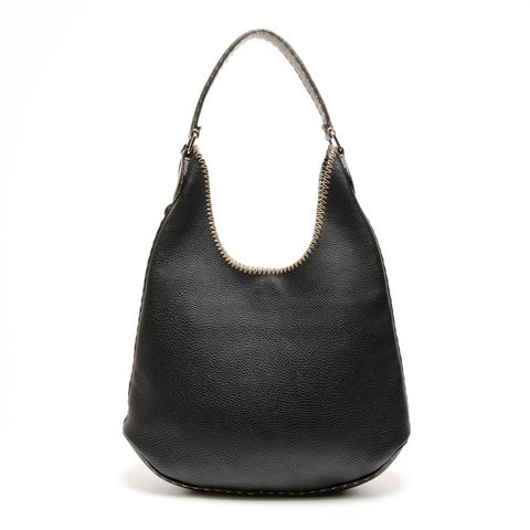 FENDI Selleria Leather One Belt Hobo Shoulder Bag black WS25541