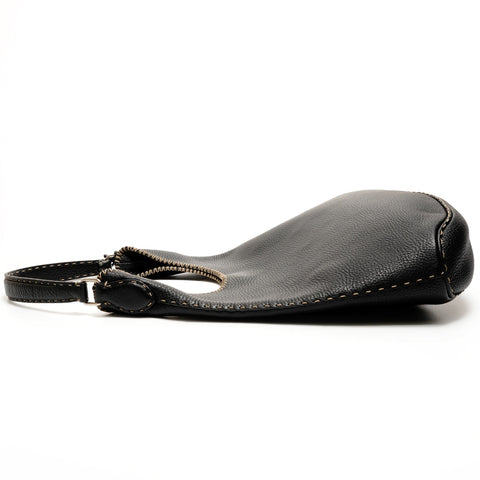 FENDI Selleria Leather One Belt Hobo Shoulder Bag black WS25541