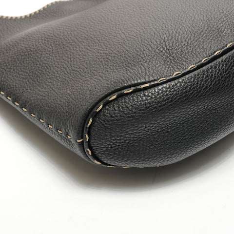 FENDI Selleria Leather One Belt Hobo Shoulder Bag black WS25541