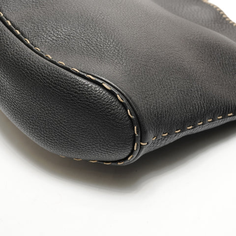 FENDI Selleria Leather One Belt Hobo Shoulder Bag black WS25541