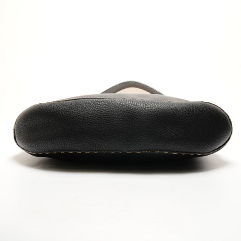 FENDI Selleria Leather One Belt Hobo Shoulder Bag black WS25541
