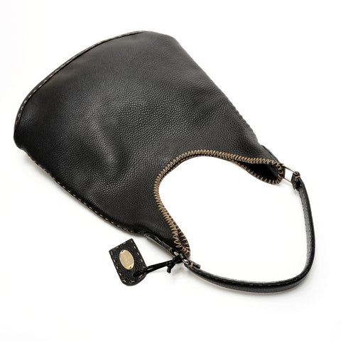 FENDI Selleria Leather One Belt Hobo Shoulder Bag black WS25541