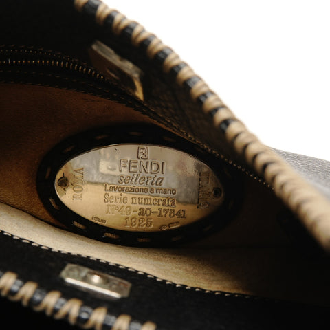 FENDI Selleria Leather One Belt Hobo Shoulder Bag black WS25541