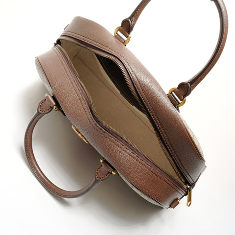 GUCCI GG Supreme Duffle Bag Boston Bag 2-Way 723309 Handbag Brown WS25543