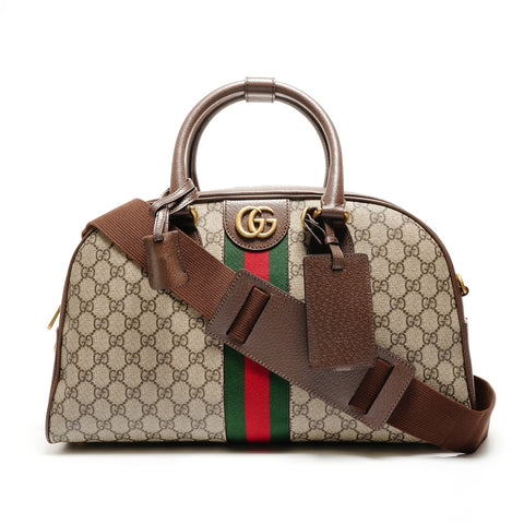 GUCCI GG Supreme 行李袋波士顿包 2-Way 723309 手提包棕色 WS25543