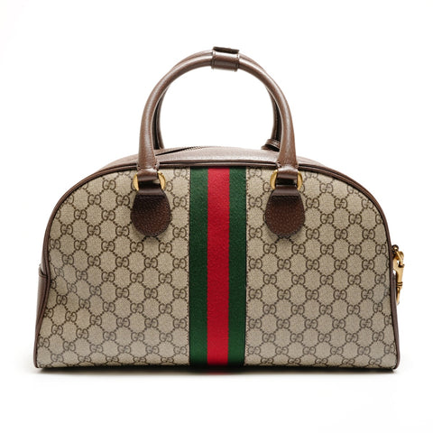 GUCCI GG Supreme Duffle Bag Boston Bag 2-Way 723309 Handbag Brown WS25543