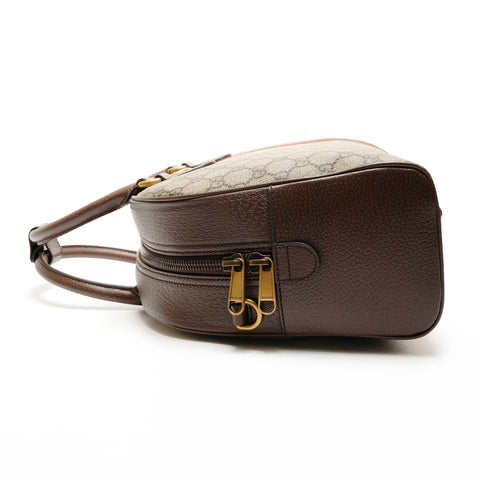 GUCCI GG Supreme Duffle Bag Boston Bag 2-Way 723309 Handbag Brown WS25543