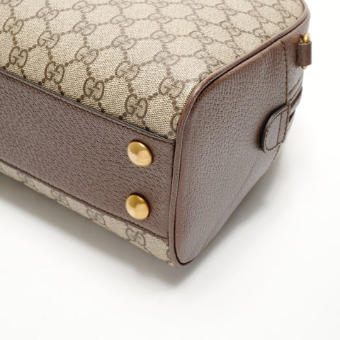 GUCCI GG Supreme Duffle Bag Boston Bag 2-Way 723309 Handbag Brown WS25543